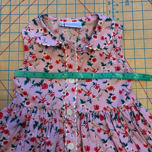 Rachel Riley Girls 6Y Pink Floral Cotton Dress Peter Pan Collar - Picture 4 of 6